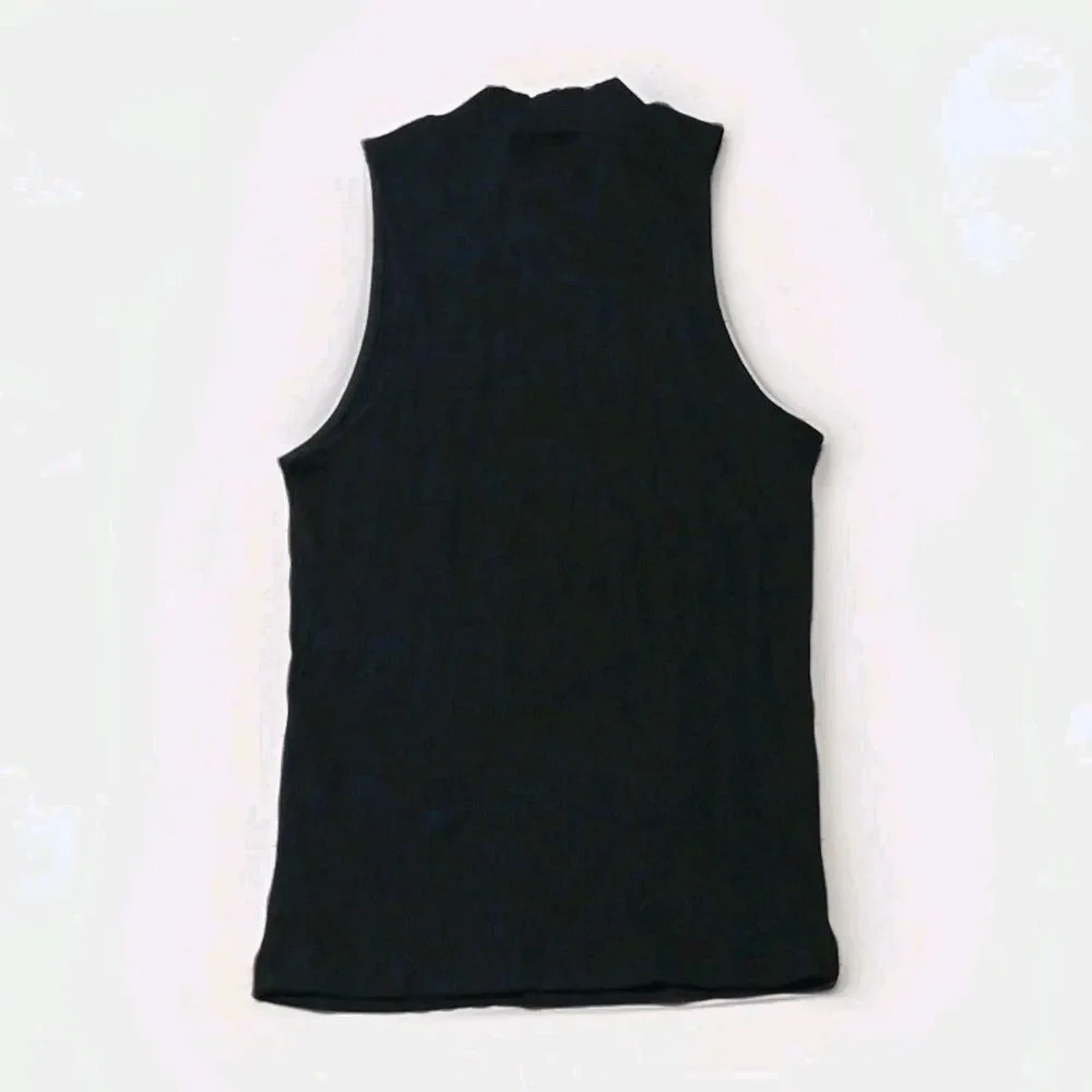 Cape Juby Tank Top Womens Junior Size Small Fitted Mock Neck Ribbed Work Y2K 90s - Picture 2 of 8